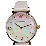  Shop Authentic Emporio Armani Gianni T Bar Quartz Mother of Pearl Dial White Leather Strap Watch For Women - AR1965 - Luxxuri