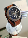  Shop Authentic Fossil Machine Chronograph Blue Dial Brown Leather Strap Watch for Men - FS5232 - Luxxuri