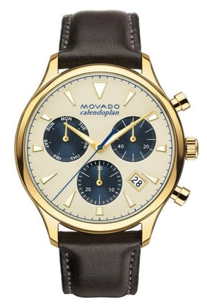  Shop Authentic Movado Heritage Chronograph White Black Leather Strap Watch for Men - 3650007 - Luxxuri