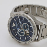  Shop Authentic Emporio Armani Mario Chronograph Automatic Blue Dial Silver Steel Strap Watch For Men - AR60052 - Luxxuri