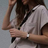  Shop Authentic Daniel Wellington Quadro White Dial Black Leather Strap Watch For Women - DW00100434 - Luxxuri