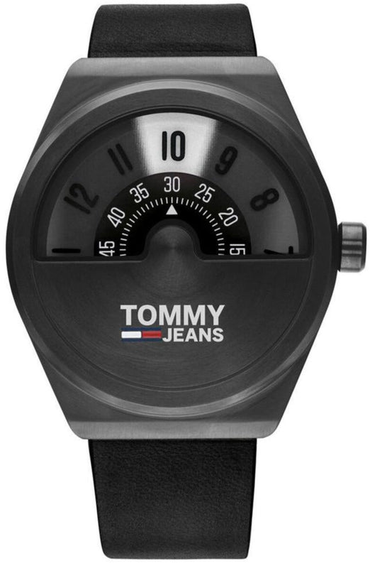  Shop Authentic Tommy Hilfiger Monogram Pop Quartz Black Dial Black Leather Strap Watch For Men - 1791773 - Luxxuri
