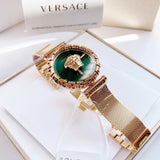  Shop Authentic Versace Palazzo Empire Greca Green Dial Gold Mesh Bracelet Watch for Women - VEDV00819 - Luxxuri