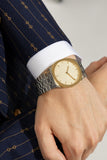  Shop Authentic Gucci 25H Quartz Gold Dial Silver Steel Strap Watch for Men - YA163405 - Luxxuri