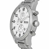  Shop Authentic Hugo Boss Aeroliner Chronograph White Dial Silver Steel Strap Watch For Men - 1512445 - Luxxuri