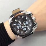  Shop Authentic Diesel BAMF Chronograph Black Dial Black Leather Strap Watch For Men - DZ7345 - Luxxuri