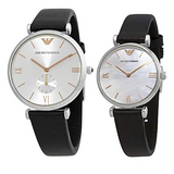  Shop Authentic Emporio Armani Gianni T Bar Mother of Pearl Dial Black Leather Strap Watch For Women - AR90002 - Luxxuri