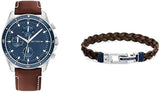  Shop Authentic Tommy Hilfiger Parker Chronograph Blue Dial Brown Leather Strap Watch For Men - 1791837 - Luxxuri