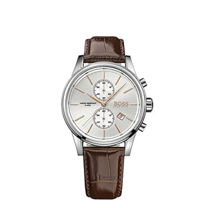  Shop Authentic Hugo Boss Jet Chronograph Quartz Silver Dial Brown Leather Strap Watch For Men - HB1513280 - Luxxuri