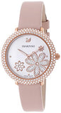  Shop Authentic Swarovski Crystal Frost White Dial Pink Leather Strap Watch for Women - 5519223 - Luxxuri