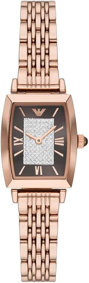  Shop Authentic Emporio Armani Gianni T-Bar Analog Crystal Brown Dial Rose Gold Steel Strap Watch For Women - AR11407 - Luxxuri