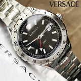  Shop Authentic Versace Hellenyium GMT Black Dial Silver Steel Strap Watch for Men - V11020015 - Luxxuri