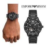  Shop Authentic Emporio Armani Meccanico Automatic Black Dial Black Steel Strap Watch For Men - AR60054 - Luxxuri