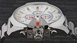  Shop Authentic Diesel Mega Chief Quartz Chronograph White Dial Steel Strap Watch For Men - DZ4328 - Luxxuri