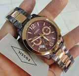  Shop Authentic Fossil Perfect Boyfriend Multifunction Brown Dial Two Tone Steel Strap Watch for Women - ES4284 - Luxxuri
