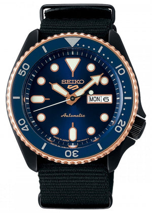  Shop Authentic Seiko 5 Sports Automatic Blue Dial Black NATO Strap Watch for Men - SBSA098 - Luxxuri