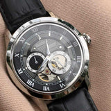  Shop Authentic Bulova BVA Classic Automatic Silver Dial Black Leather Strap Watch for Men - 96A135 - Luxxuri