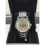  Shop Authentic Emporio Armani Meccanico Skeleton Silver Dial Silver Steel Strap Watch For Men - AR1980 - Luxxuri