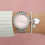  Shop Authentic Michael Kors Darci Crystal Pink Dial Silver Stainless Steel Strap Watch for Women - MK3352 - Luxxuri