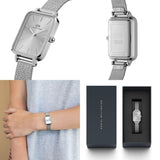  Shop Authentic Daniel Wellington Quadro Unitone Silver Dial Silver Mesh Strap Watch For Women - DW00100486 - Luxxuri