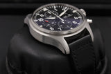  Shop Authentic IWC Pilot's Watch Chronograph Black Dial Black Leather Strap Watch for Men - IW377709 - Luxxuri