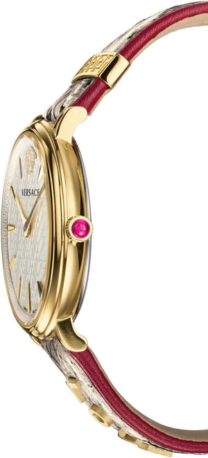  Shop Authentic Versace V Circle Quartz White Dial Brown Leather Strap Watch For Women - VBP08017 - Luxxuri