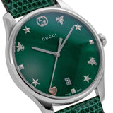  Shop Authentic Gucci G-Timeless Mother of Pearl Green Dial Green Leather Strap Watch For Women - YA1264042 - Luxxuri
