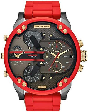  Shop Authentic Diesel Mr Daddy 2.0 Chronograph Grey Dial Red Rubber Strap Watch For Men - DZ7430 - Luxxuri