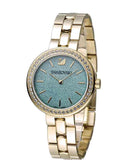  Shop Authentic Swarovski Daytime Crystals Turquoise Dial Gold Steel Strap Watch for Women - 5182212 - Luxxuri