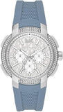  Shop Authentic Michael Kors Sidney Chambray Multifunction Blue Dial Blue Silicone Strap Watch For Women - MK7220 - Luxxuri