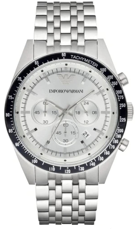  Shop Authentic Emporio Armani Sportivo Chronograph Silver Dial Silver Steel Strap Watch For Men - AR6073 - Luxxuri