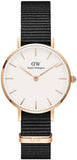 Daniel Wellington Classic Petite Cornwall White Dial Black NATO Strap Watch For Women - DW00100251