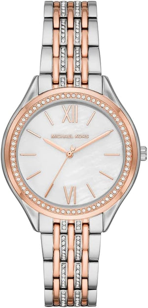  Shop Authentic Michael Kors Mindy Three Hand White Dial Two Tone Steel Strap Watch For Women - MK7077 - Luxxuri