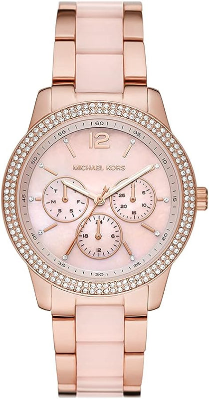  Shop Authentic Michael Kors Tibby Chronograph Rose Gold Dial Two Tone Steel Strap Watch For Women - MK6828 - Luxxuri