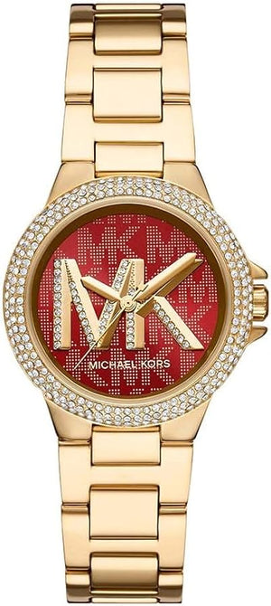  Shop Authentic Michael Kors Camille Analog Red Dial Gold Steel Strap Watch For Women - MK7196 - Luxxuri