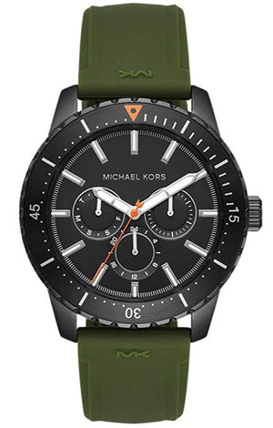  Shop Authentic Michael Kors Cunningham Chronograph Black Dial Green Rubber Strap Watch For Men - MK7165 - Luxxuri
