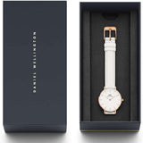  Shop Authentic Daniel Wellington Petite White Dial White Leather Strap Watch For Women - DW00100249 - Luxxuri