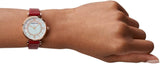  Shop Authentic Emporio Armani Gianni T-Bar Analog Mother of Pearl Dial Red Leather Strap Watch For Women - AR11322 - Luxxuri