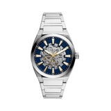  Shop Authentic Fossil Everett Automatic Skeleton Blue Dial Silver Steel Strap Watch for Men - ME3220 - Luxxuri