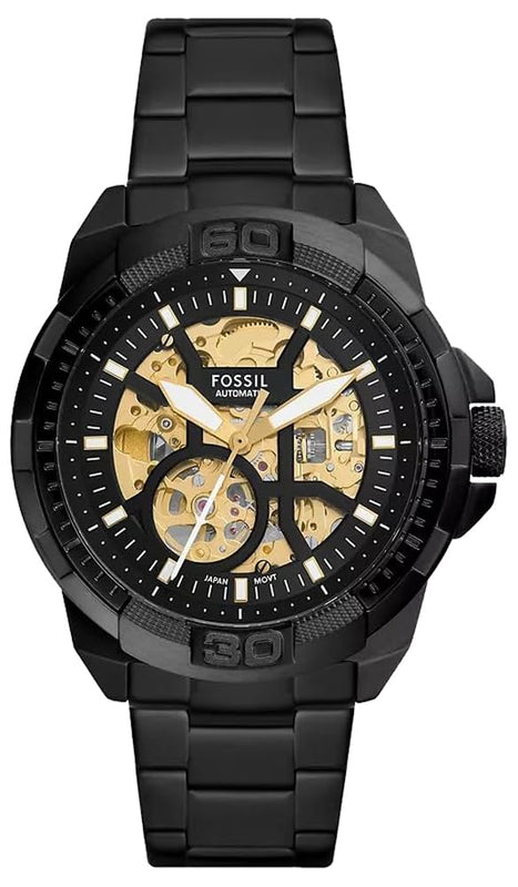  Shop Authentic Fossil Bronson Automatic Skeleton Black Dial Black Steel Strap Watch for Men - ME3217 - Luxxuri