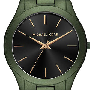  Shop Authentic Michael Kors Slim Runway Quartz Black Dial Green Steel Strap Watch For Men - MK8715 - Luxxuri