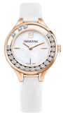  Shop Authentic Swarovski Lovely Crystals Mother of Pearl Dial White Leather Strap Watch for Women - 5242904 - Luxxuri