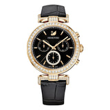  Shop Authentic Swarovski Era Journey Chronograph Black Dial Black Leather Strap Watch for Women - 5295320 - Luxxuri