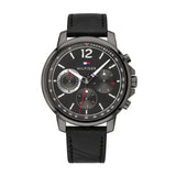  Shop Authentic Tommy Hilfiger London Chronograph Grey Dial Black Leather Strap Watch for Men - 1791533 - Luxxuri