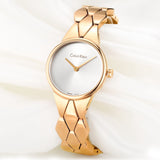  Shop Authentic Calvin Klein Snake Silver Dial Rose Gold Steel Strap Watch For Women - K6E23646 - Luxxuri