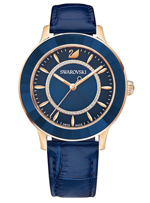  Shop Authentic Swarovski Octea Lux Blue Dial Blue Leather Strap Watch for Women - 5414413 - Luxxuri