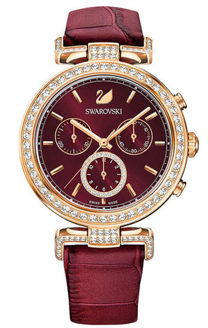  Shop Authentic Swarovski Era Journey Red Dial Red Leather Strap Watch for Women - 5416701 - Luxxuri