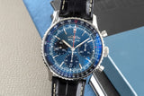  Shop Authentic Breitling Navitimer B01 Chronograph 41 Blue Dial Black Leather Strap Watch for Men - AB0139241C1P1 - Luxxuri