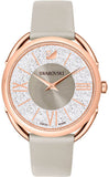  Shop Authentic Swarovski Crystalline Glam Silver Dial Grey Leather Strap Watch for Women - 5452455 - Luxxuri
