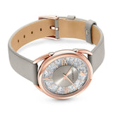  Shop Authentic Swarovski Crystalline Glam Silver Dial Grey Leather Strap Watch for Women - 5452455 - Luxxuri
